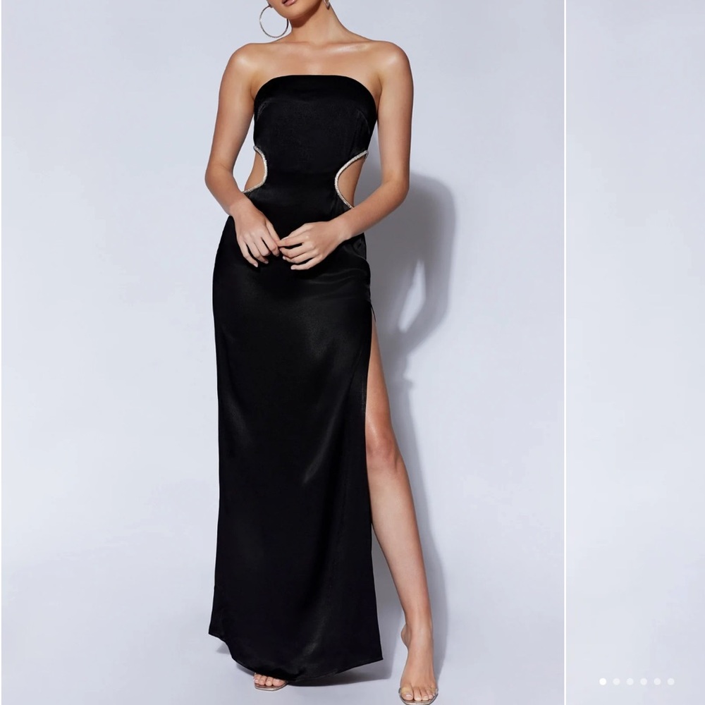 Meshki diamond crystal cut out gown